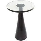 Table d'appoint conique géométrique en aluminium avec plateau en verre texturé – Noir ou doré