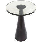 Table d'appoint conique géométrique en aluminium avec plateau en verre texturé – Noir ou doré