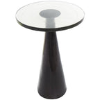 Table d'appoint conique géométrique en aluminium avec plateau en verre texturé – Noir ou doré