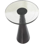 Table d'appoint conique géométrique en aluminium avec plateau en verre texturé – Noir ou doré